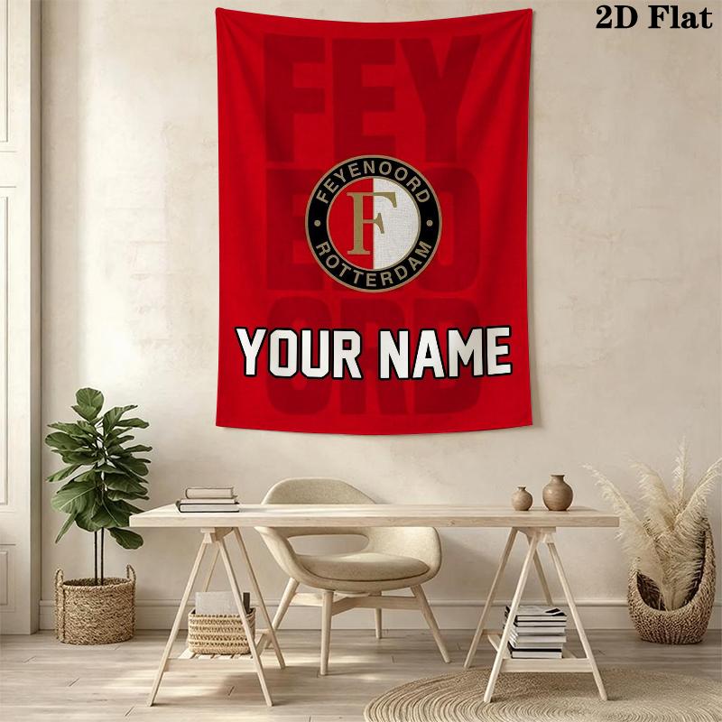 Custom Name Feyenoord Wall Tapestry Aesthetic Wall Hanging Printed Fabric Blanket Decorative Tapestries for Bedroom Living Room Home Decor