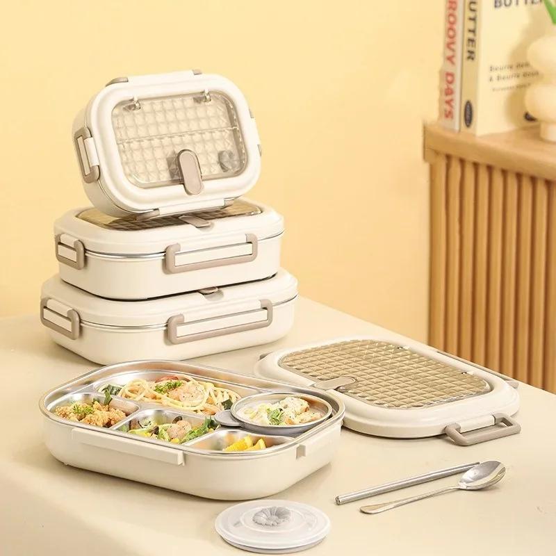 304 Stainless Steel Thermal Insulation Lunch Box with Soup Bowl Tableware Office Portable Large Capacity BentoBox Food Container