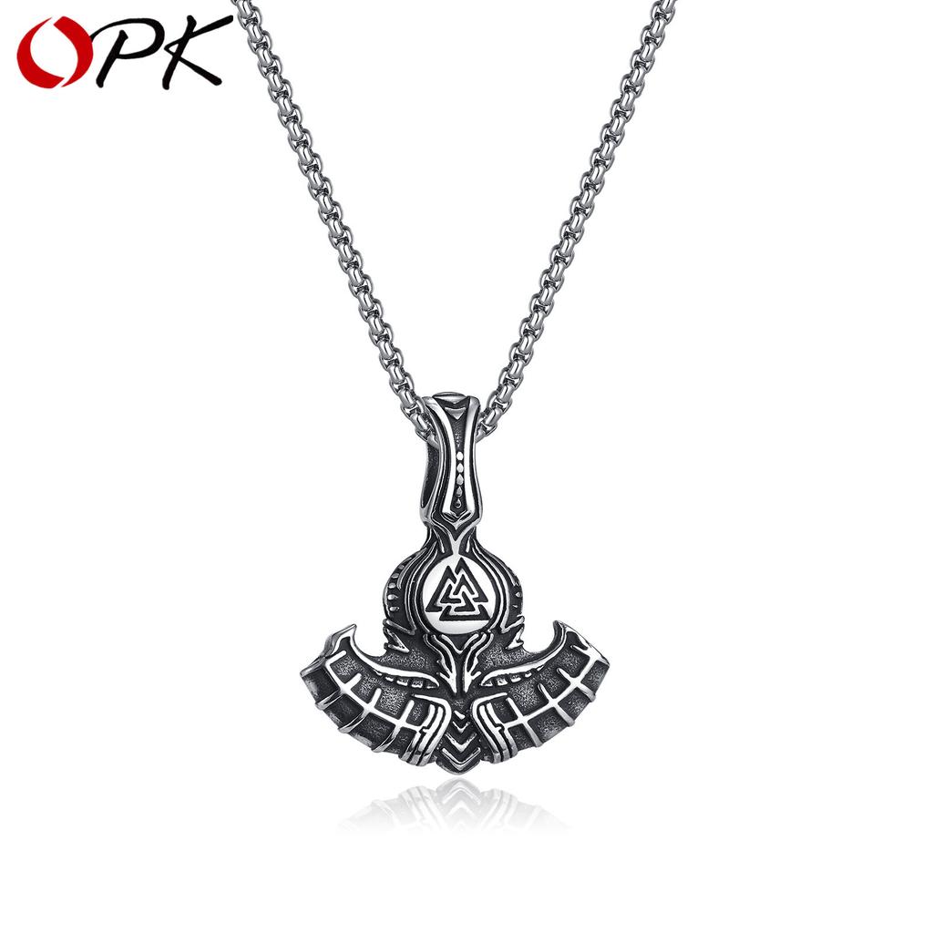 OPK Мужское ожерелье с подвеской из титановой стали Tomahawk