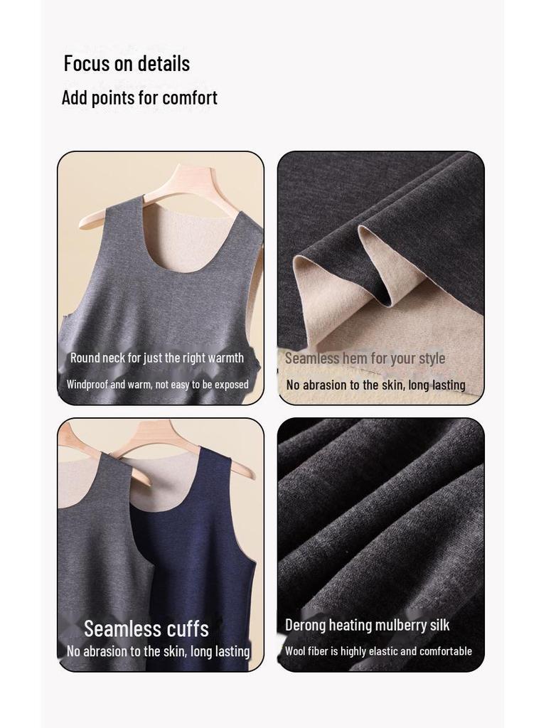 Женская бесшовная майка: Рубашка без рукавов из тонкого флиса и жилет на весну и осень