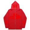 Oversized Gothic Zip-Up Hoodie Men Streetwear Hip Hop Casual Pullover Jacket