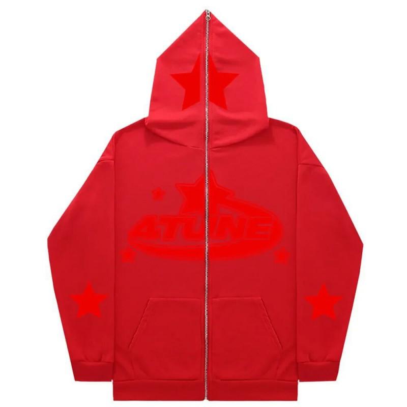 Oversized Gothic Zip-Up Hoodie Men Streetwear Hip Hop Casual Pullover Jacket
