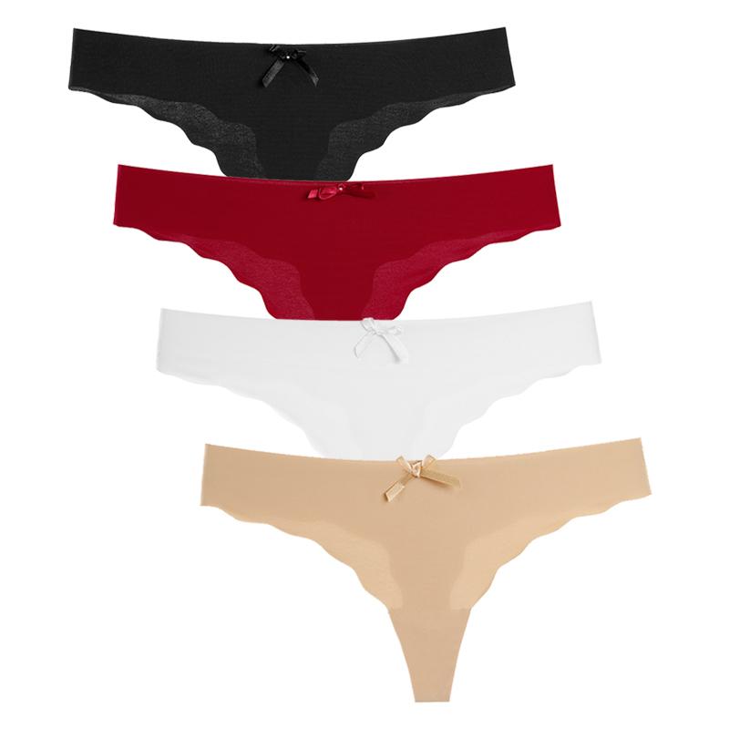 Женские стринги, сексуальное нижнее белье, женские трусики, модное бесшовное бикини, нижнее белье с Т-образной спинкой, новые женские стринги с низкой талией, 4 шт.
