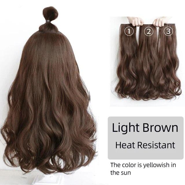 Синтетические волосы для наращивания, длинные прямые, вьющиеся, волнистые, натуральный искусственный парик, женский зажим на заколке, цельные волосы для женщин