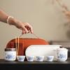 Tianxiang Peony Ceramics Dehua White Porcelain Set Kuaike Cup Household Kung Fu Travel Tea Set Outdoor Portable Tea Set