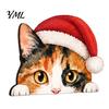 Christmas Cat Ornament Cute Shelf Sitter, Wooden Hat Peeking Desk Figurine, Funny Animal Table Sign Sign, Lover Gift for Holiday Home Office