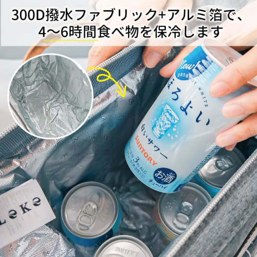 Lekesky 10L Large Capacity Foldable Lunch Bag with Clasp Closure, Water-Repellent, Leak-Proof Handle, and Pockets for Convenience, Perfect for Shoppin