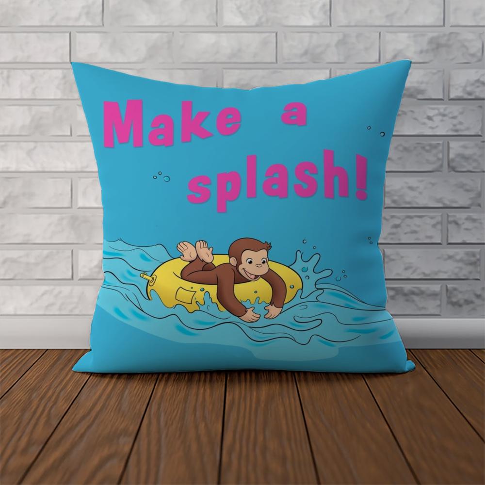 CCurious George Pillow Case For Car Sofa Decorative Home Doublesided Print Plush Square Throw Pillow Cushion Cover