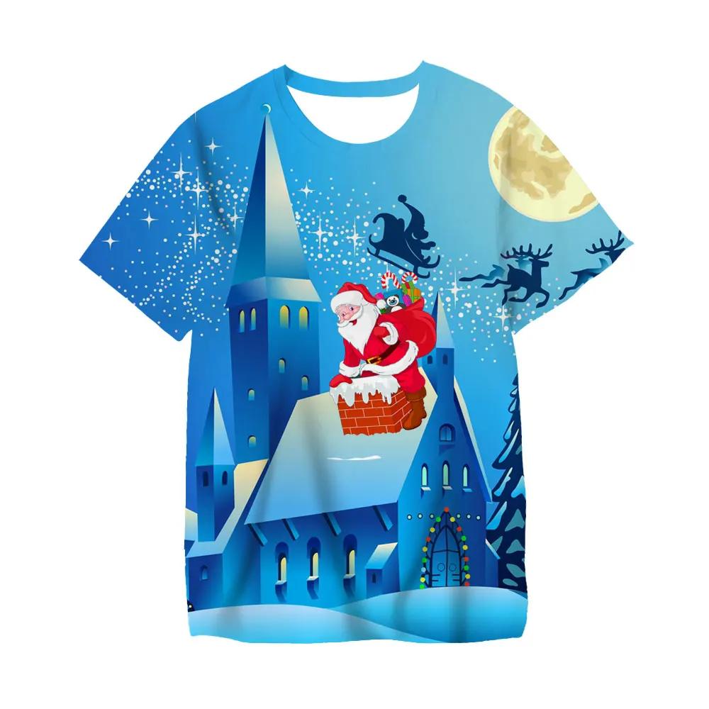 Kawaii Christmas Tshirts 3D Print Santa Claus SnowmanT Shirt Fashion Kids Casual Boys Girls Unisex Round Neck Tshirt Tops