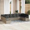 10 Piece Sofa Set with Cushions Light Grey Poly Rattan