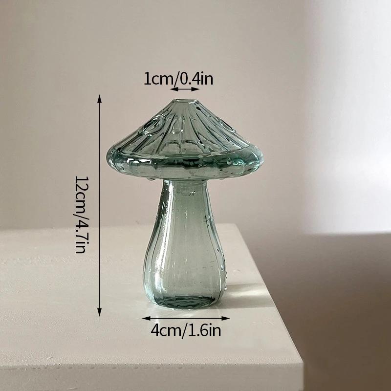 Mushroom Glass Vase Transparent Flower Bottle Small Vase Hydroponic Flower Pot Aromatherapy Bottle Office Desktop Ornament