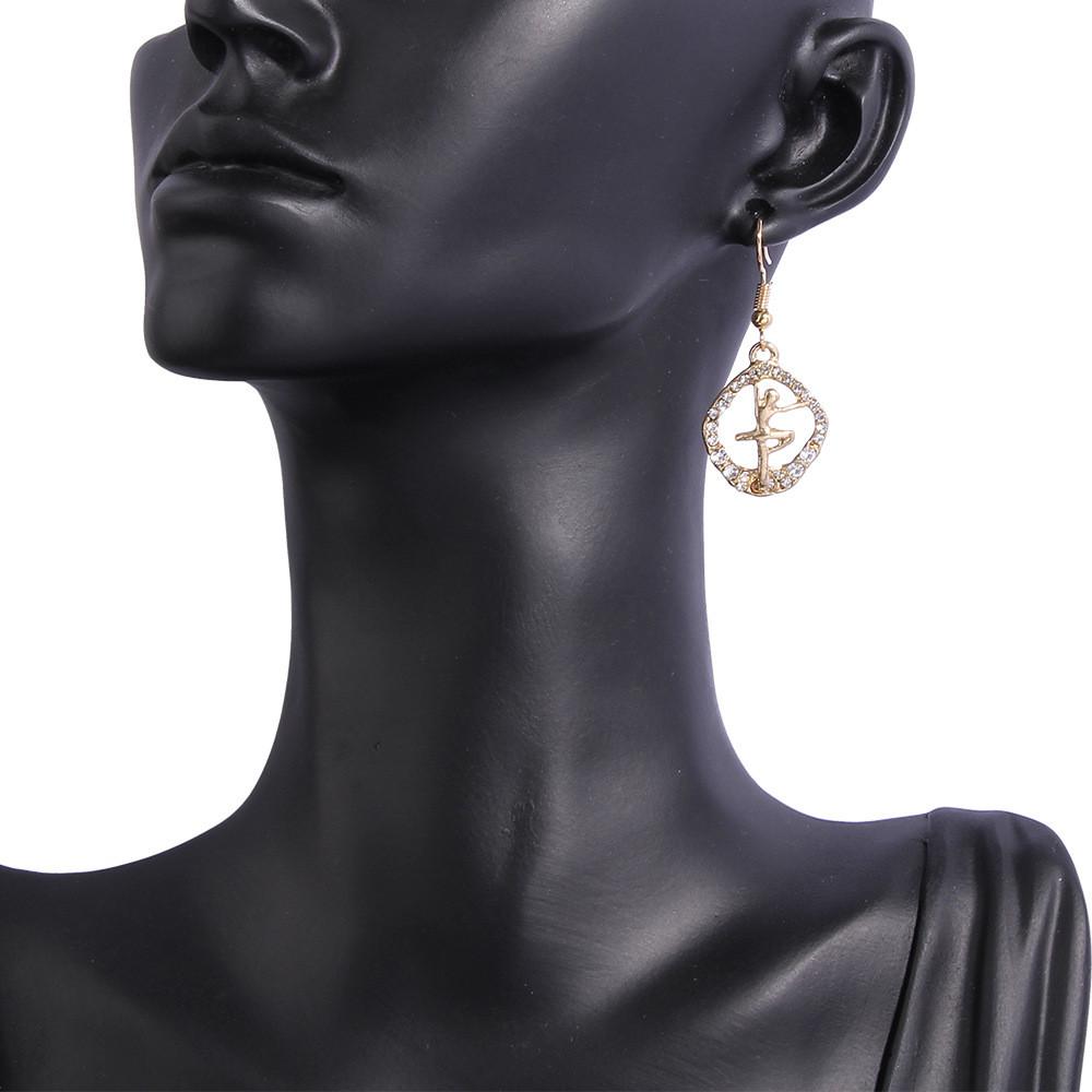 Модный тренд Сплав Стразы Ангел Подвесные серьги для модных девушек