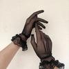 Women Black White Summer Uv-proof Driving Gloves Female Thin Fishnet Mesh Gloves Fashion Ruffle Full Finger Lace Mittens