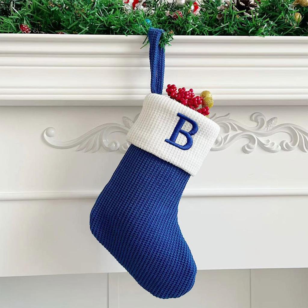 Christmas Stockings Small Embroidered Letter Knitted Xmas Hanging Stocking Decorations Christmas Party Decor