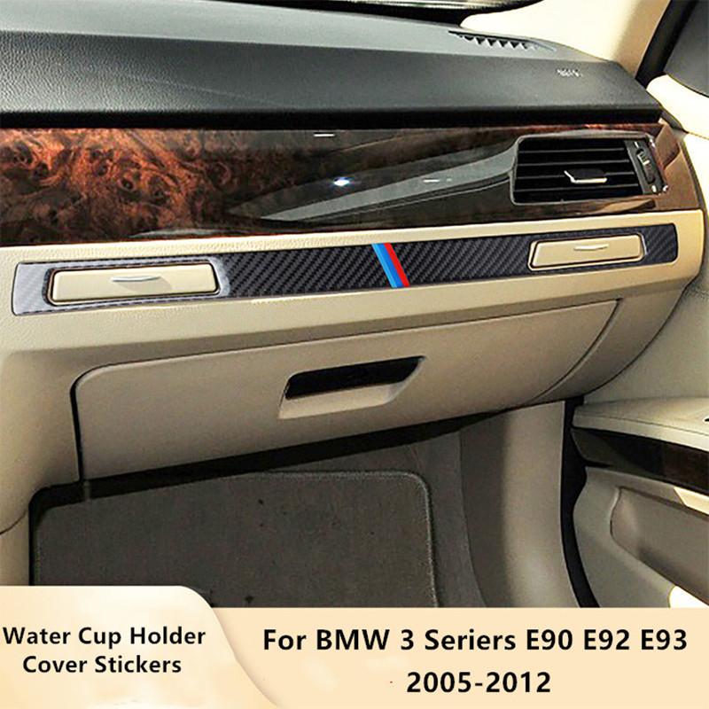 Наклейка из углеродного волокна M Performance, держатель для чашки с водой, панель, наклейка, внутренняя полоса, отделка для BMW E90 E92 E93