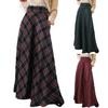 Женская макси-юбка с высокой талией, трапециевидной формы с клетчатым принтом, женская весенняя юбка большого размера, длина до пола, юбка с большим подолом