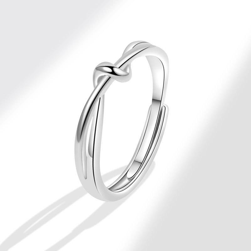 Two-Tone Twin Knot Couple Rings: Stylish Open Rings for Men & Women - Luxury Valentine's Day Gift