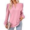 Осенне-зимняя новая однотонная свободная футболка с v-образным вырезом и длинными рукавами, женские топы