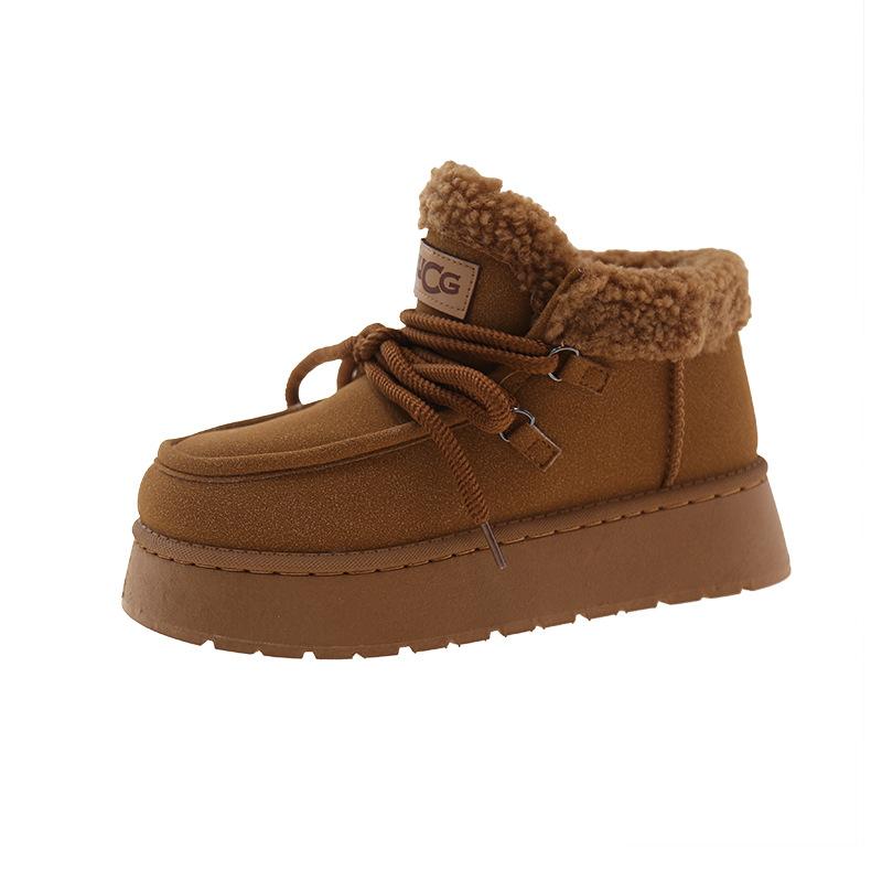 Зимняя новая бархатная женская обувь повседневная теплая хлопковая обувь толстая подошва увеличивающая рост большой размер зимние ботинки женские ботинки-хлебушки