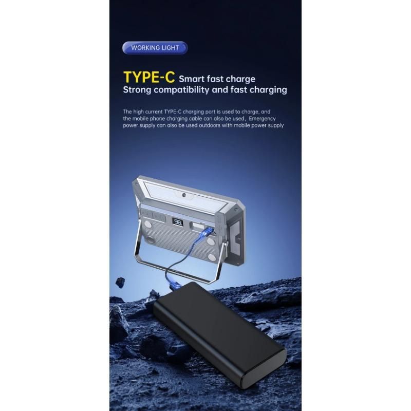 Портативный светодиодный фонарь для кемпинговой палатки, перезаряжаемый прожектор высокой мощности 50 Вт, уличное аварийное освещение, водонепроницаемая подвесная ночная лампа