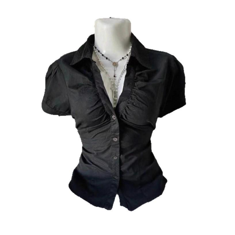 Женская модная универсальная рубашка с коротким рукавом и однобортной застежкой, лето 2025