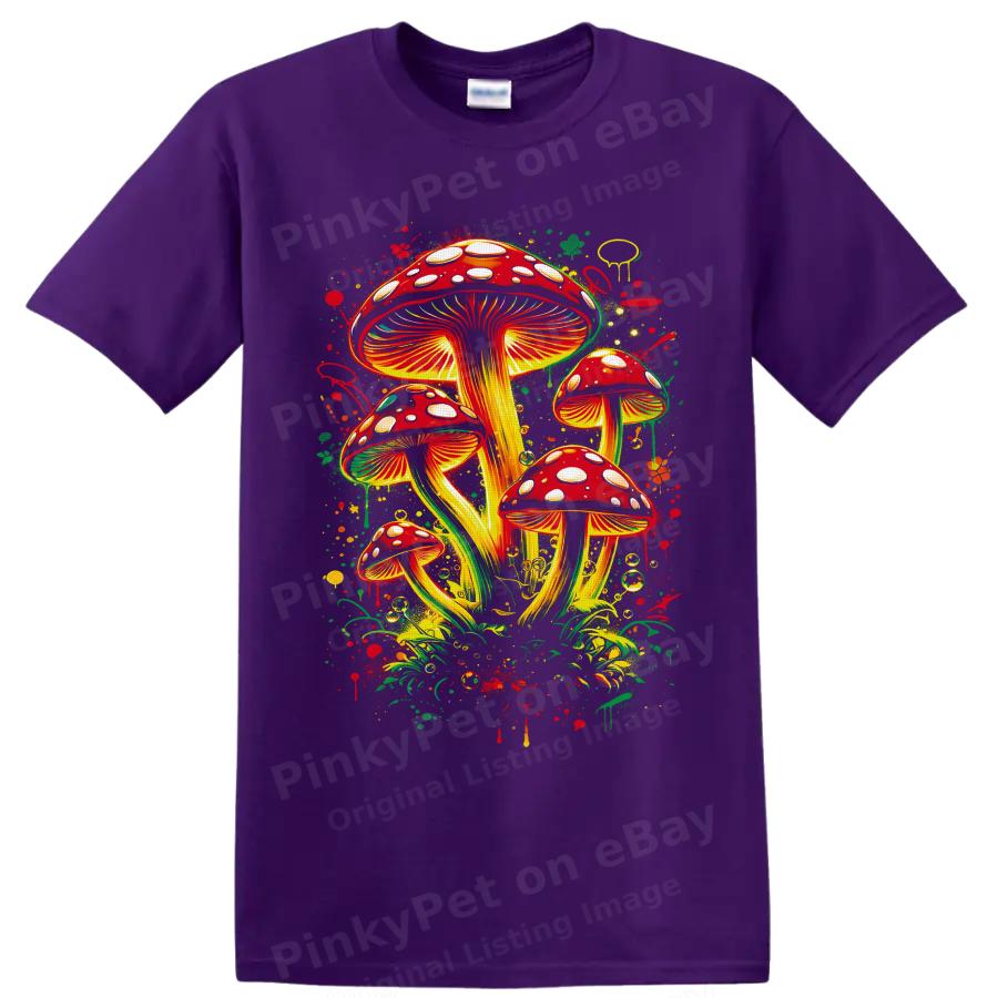 Red Spotted Mushroom T Shirt Psychedelic Forest Fungi Art Nature Graphic Tee