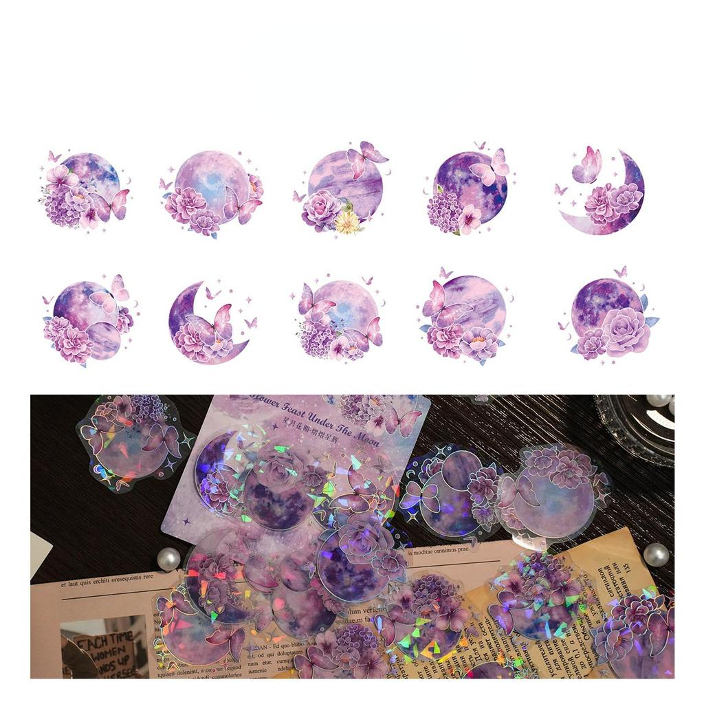 20 шт., лазерная звезда, луна, цветок, серия стикеров, сделай сам, искусство, скрапбукинг, креативный материал, этикетка, дневник, телефон, декоративные наклейки для журналов