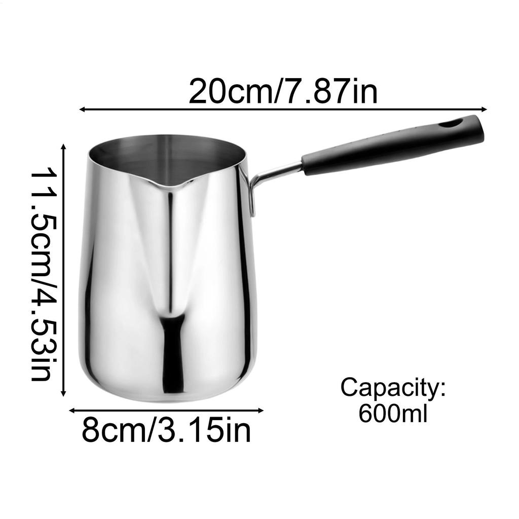 Турецкий кофейник 600 мл с носиком, ибрик для плиты для заваривания кофе, молочного чая, горячего шоколада, идеально подходит для дома, кухни
