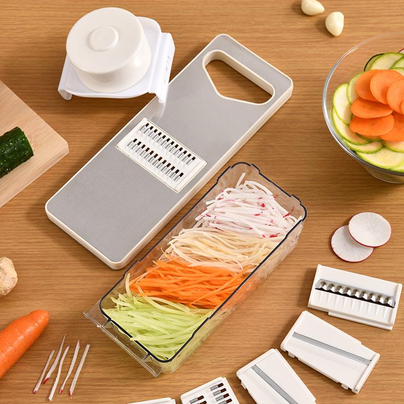 Бытовая овощерезка из нержавеющей стали Кухонная овощерезка и терка для картофеля Нескользящая ручка с защитой для рук и теркой
