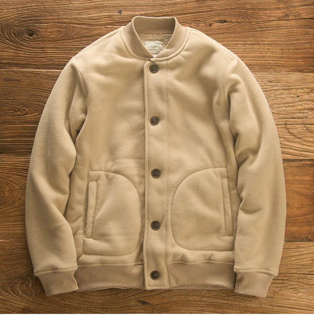 Утолщенная бейсбольная куртка в японском стиле с фланелевой подкладкой для осени/зимы – Простая, теплая, молодежная повседневная верхняя одежда