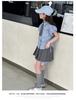 Girls' College Style Striped Shirt and Pleated Skirt Two-Piece Set