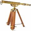 Nautical Handcrafted Brass Telescope With Wooden Tripod Stand Maritime Functional Telescope