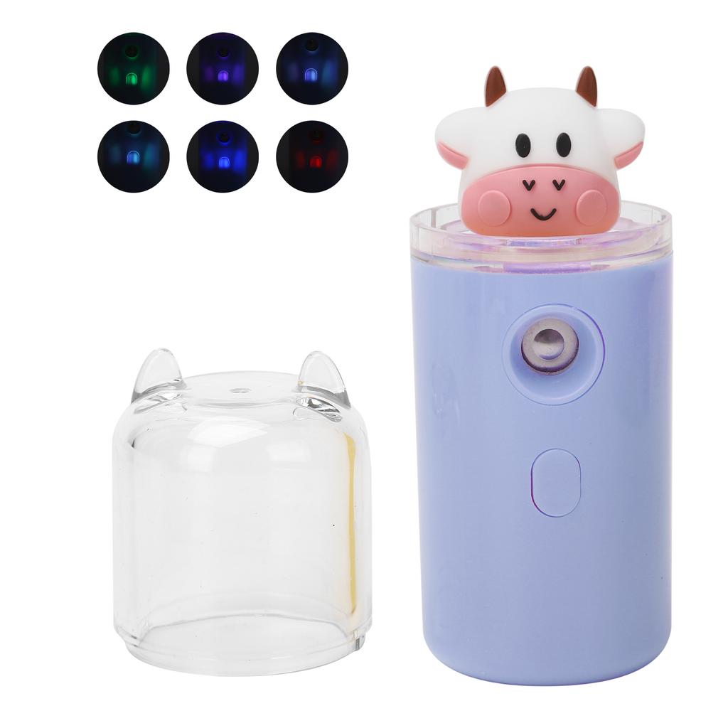 Портативный нано-мистер для лица, увлажняющий ручной распылитель прохладного тумана с функцией цветной подсветки, фиолетовый