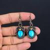 Sleeping Beauty Turquoise Earrings, 999 Copper Wire Wrapped Gemstone Jewelry, Handmade Earrings, For Thanksgiving
