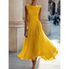 2026 Elegant Party Wrap Neck Knit Midi Dress - Solid Color A-Line Sleeveless Casual Women