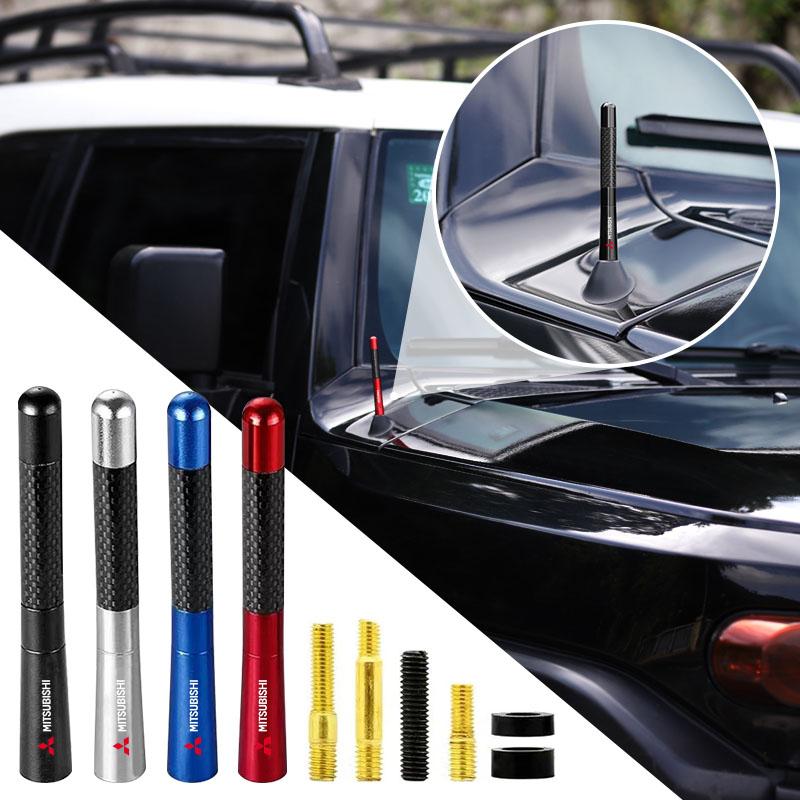 knpc3 Car Antenna Auto Carbon Fiber Radio Aerial Car Accessorie Emblems For Mitsubishi RALLIART Pajero ASX Lancer X 9 Outlander 3 L200