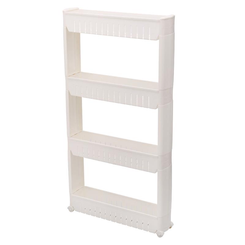Narrow Seam Shelf Multi-Layer Movable Storage Rack with Pulley Organizer Office Bathroom Kitchen Storage Shelf