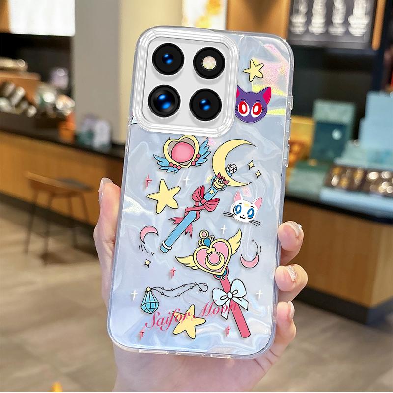 Милый мультяшный чехол 'Сейлор Мун' для Xiaomi Poco X6 X3 F6 M6 M4 Pro C61 13T 11 Lite, градиентный, ударопрочный, матовый