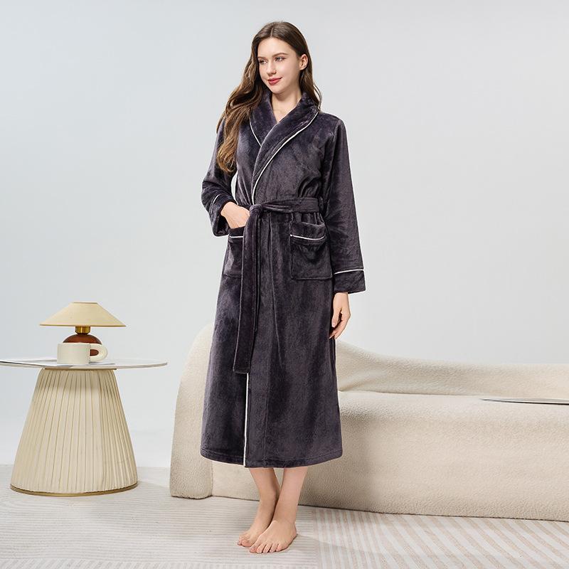 Мужские халаты с шалевым воротником, махровые плюшевые банные халаты полной длины, мягкий спа-халат для дома с карманами, пушистые спа-халаты, унисекс, зимний уютный теплый спа-халат, длинный халат