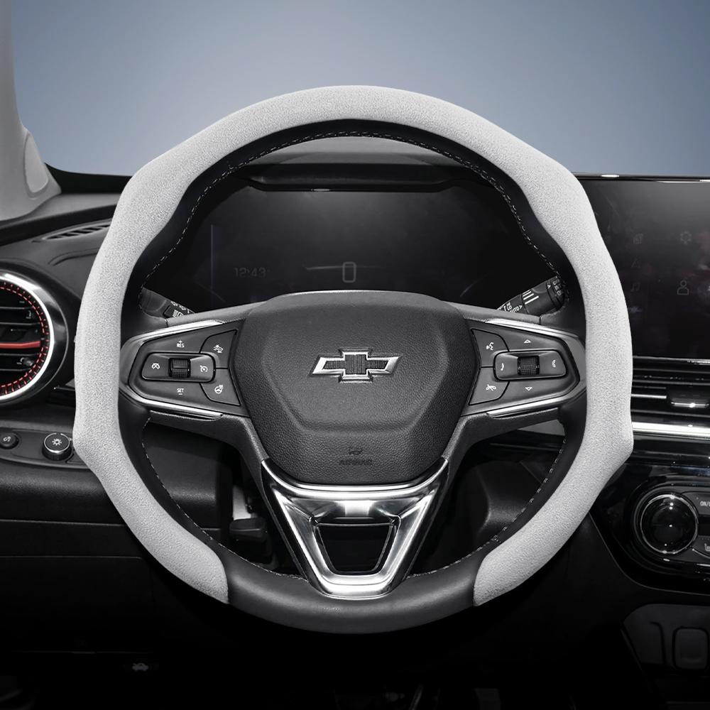 AABHN1 Подходит для Chevrolet Премиальная замшевая накладка на руль с кнопками, Нескользящая и прочная, Доступны круглые и D-образные рули