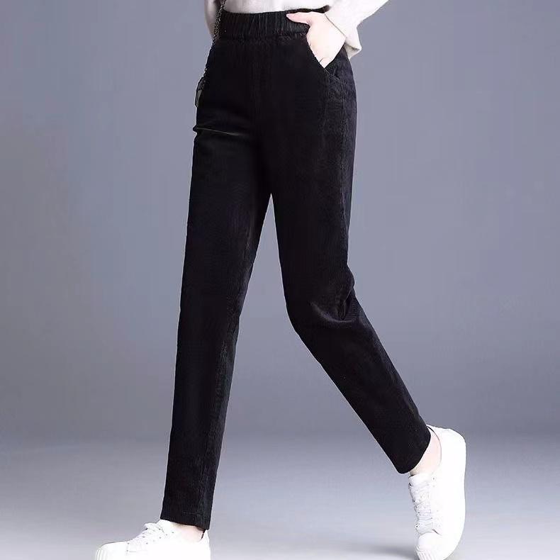 Женские шерстяные брюки, зимние толстые теплые кашемировые брюки, вельветовые женские однотонные свободные брюки