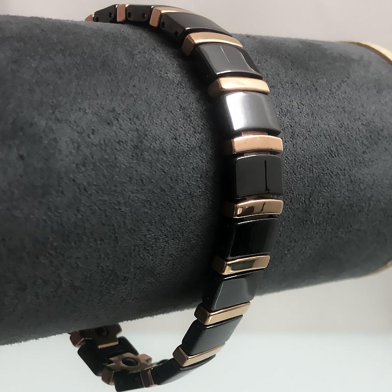 Цвет розового золота, стальной белый/черный керамический браслет-цепочка для мужчин и женщин, биогерманиевый магнитный браслет, женские ювелирные изделия