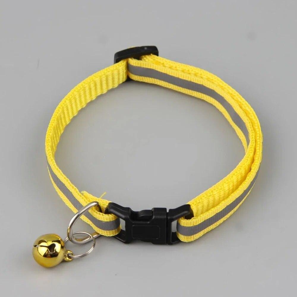 Светоотражающий кошачий ошейник с регулируемой пряжкой, кольцо на шею, ожерелье, колокольчик, товары для домашних животных, безопасный нейлоновый воротник Colla para gatos