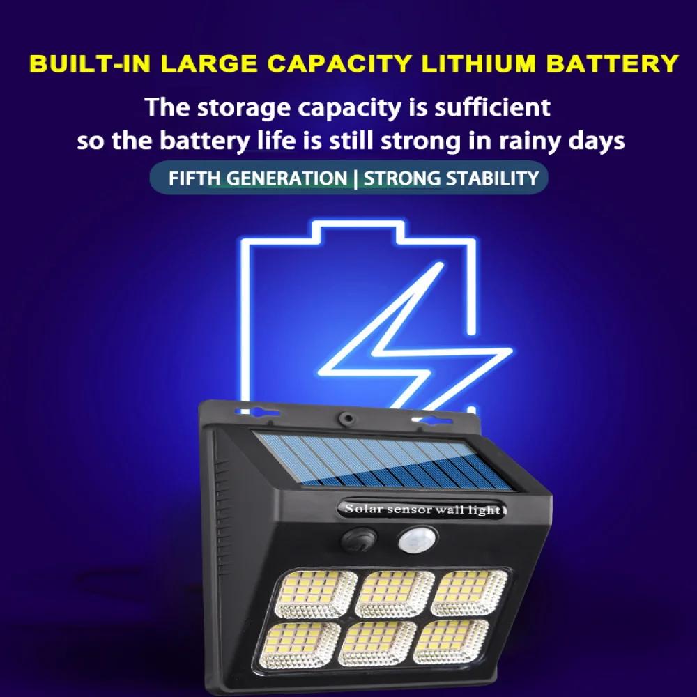 30/96/112LED Солнечный Светильник Уличный Солнечный Настенный Светильник Датчик Тела Человека 3 Режима Водонепроницаемый Садовый Декор Уличный Светильник Питание От Солнечного Света