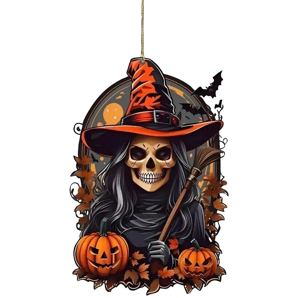 Pumpkins Man Christmas Tree Decoration Pendant Car Rearview Mirror Pendant Halloween Party Decorations, Horror Pumpkins Skeleton Witch Pendant