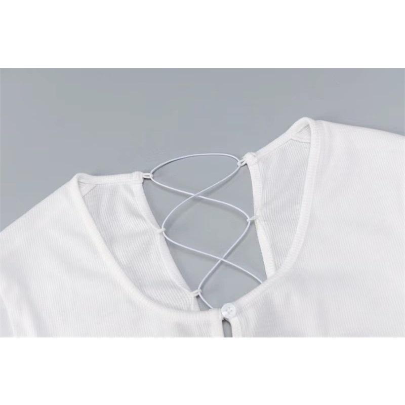 Tooxika Новый весенне-летний комплект с длинными рукавами, перекрестными бретелями и открытой рубашкой, футболка и короткая юбка