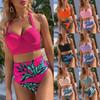 Women's Fashion Sexy Hard Bag Bikini Multi Color Leaf Printed Swimsuit