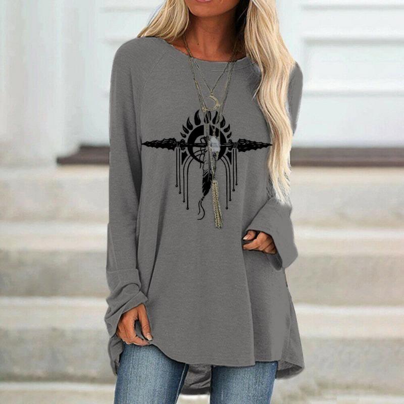 New Women'S Long Sleeve T-Shirt Loose Version Comfortable Top Clothing High Quality Fashion Long Sleeve Round Neck Casual Top