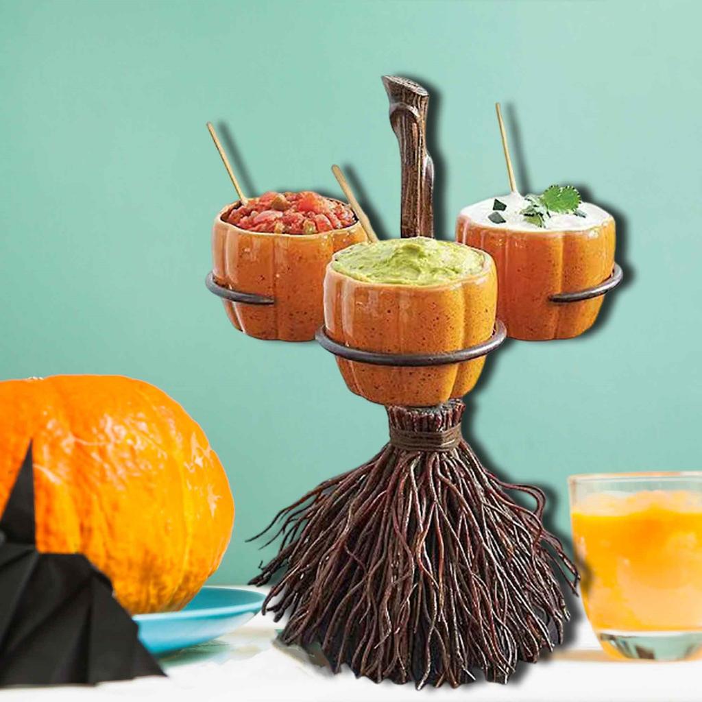 Украшение на Хэллоуин, метла, тыква, скульптура, чашка, разделитель, фруктовые украшения, настольные аксессуары, поднос для метлы из смолы, домашний декор