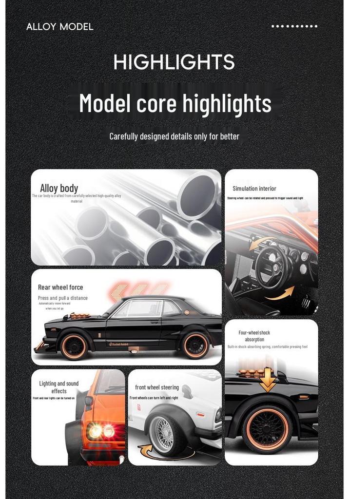 Модель автомобиля V8 Drift из сплава - Реалистичная спортивная игрушка с механизмом оттягивания для детей